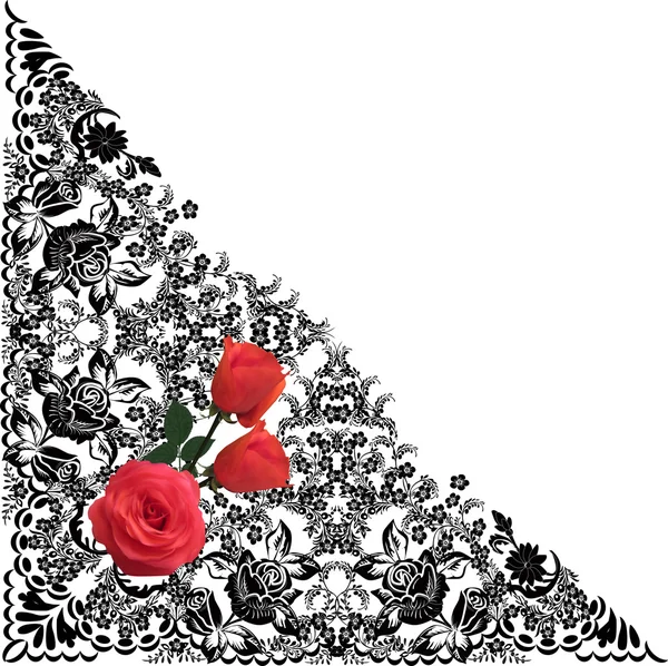 Decoración y rosas rojas — Vector de stock