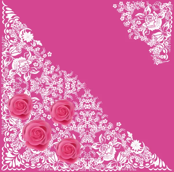 Rosas rosadas ornamento — Vector de stock