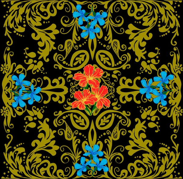 Vierkante florale decoratie — Stockvector