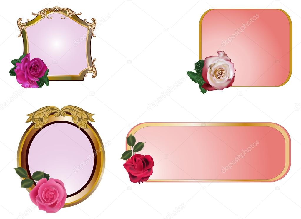 Four Rose Flowers In Frames Stock Vector Dr Pas 55585045 Ilration With Roses In Frames On White Background Vector By Dr Pas
