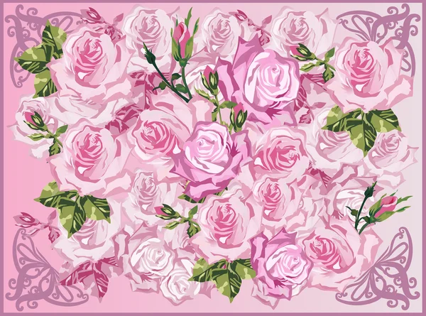 Ανοιχτό ροζ τριαντάφυλλα — Διανυσματικό Αρχείο