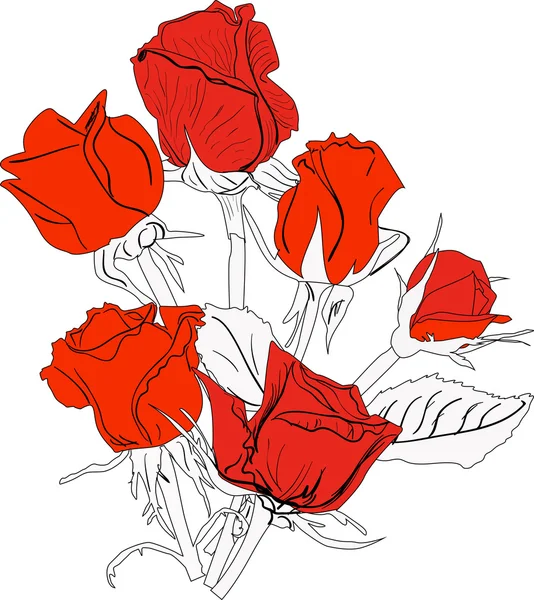 Fleurs roses rouges et noires — Image vectorielle