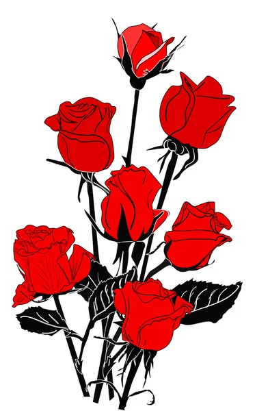 Fleurs roses rouges et noires — Image vectorielle