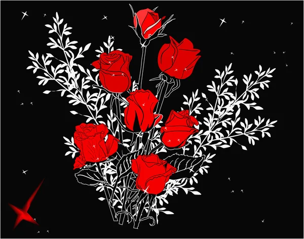 Red rose sketches — Stock Vector