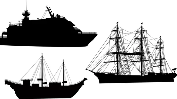 Colección de tres barcos — Archivo Imágenes Vectoriales