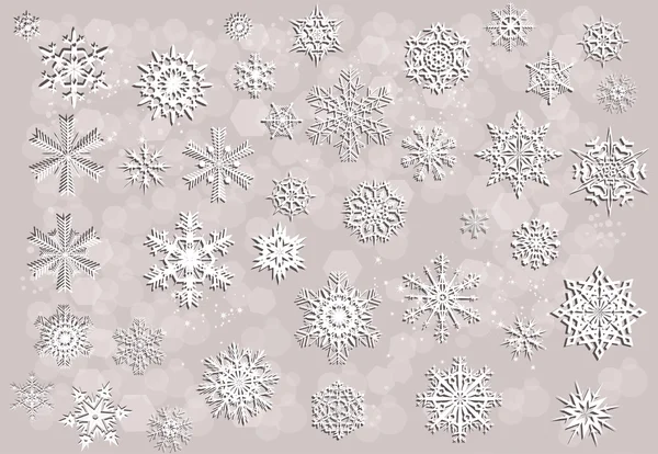 Collection de flocons de neige blancs — Image vectorielle