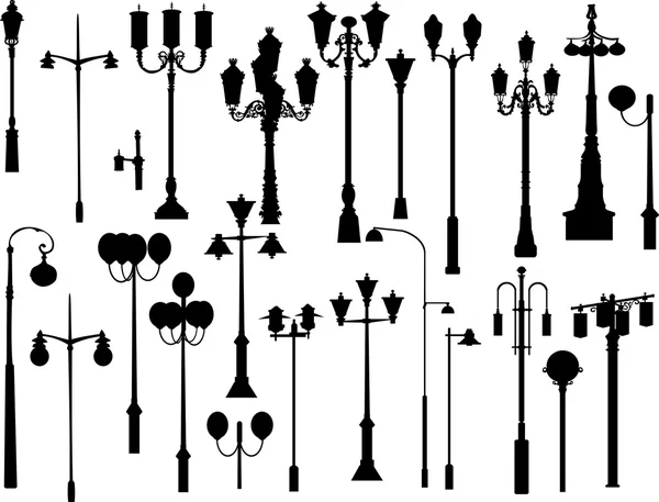 Kolekcja lampy uliczne — Wektor stockowy