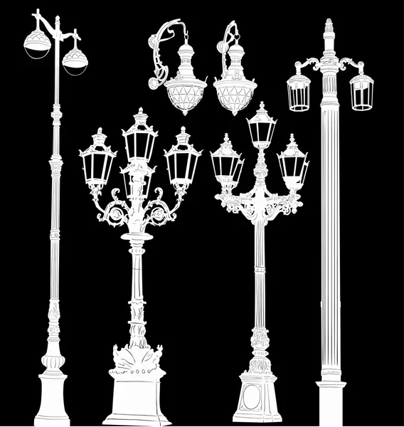Coleção lâmpadas de rua — Vetor de Stock