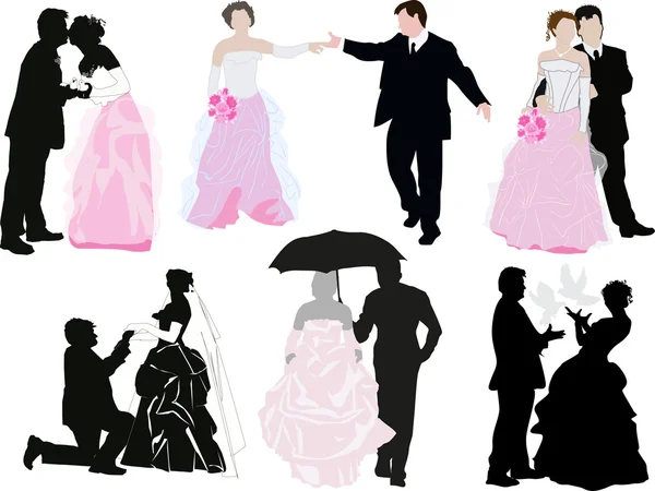 Parejas de boda — Vector de stock