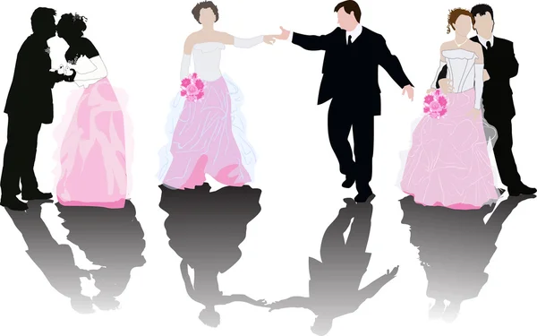 Parejas de boda — Vector de stock