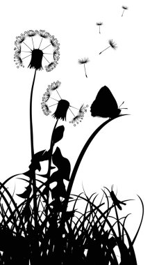 Download Black Butterfly Near Dandelions Premium Vector Download For Commercial Use Format Eps Cdr Ai Svg Vector Illustration Graphic Art Design PSD Mockup Templates