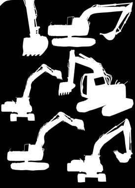 Beyaz Ekskavatör siluetleri