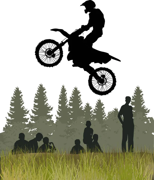 男子骑摩托车在跳 — 图库矢量图片