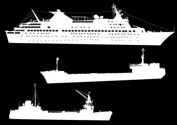 White commercial ships — Stock Vector