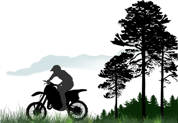 Silhouettes of man on motorcycles — Stock Vector