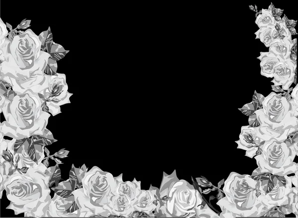 バラで飾られたフレーム — ストックベクタ