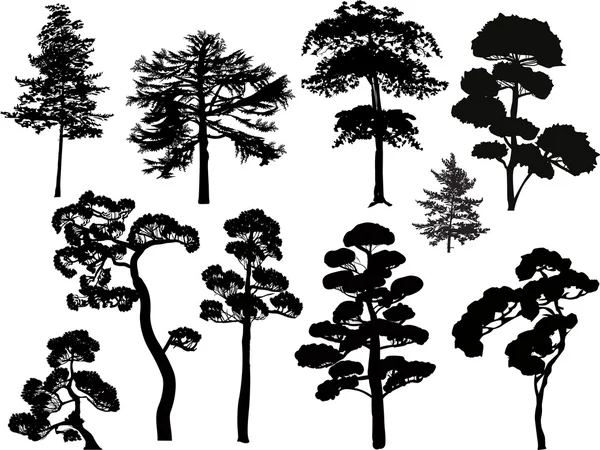 Conjunto de árboles negros — Archivo Imágenes Vectoriales