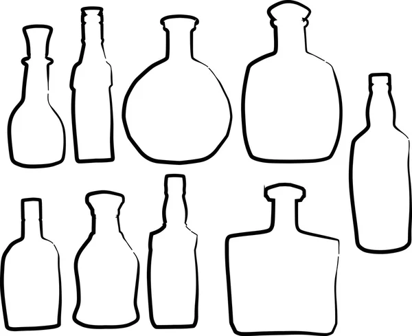 Bottles sketches silhouettes — Stock Vector