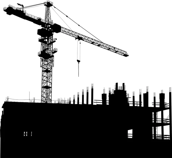 Ház építése és daru — Stock Vector