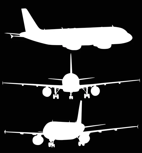 Vita flygplan silhuetter — Stock vektor