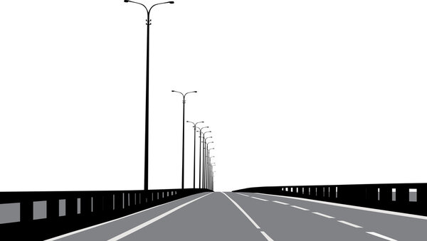 пустая дорога с фонарями
