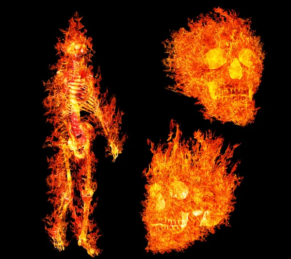 화 염에서 해골 ans 두개골 — 스톡 사진