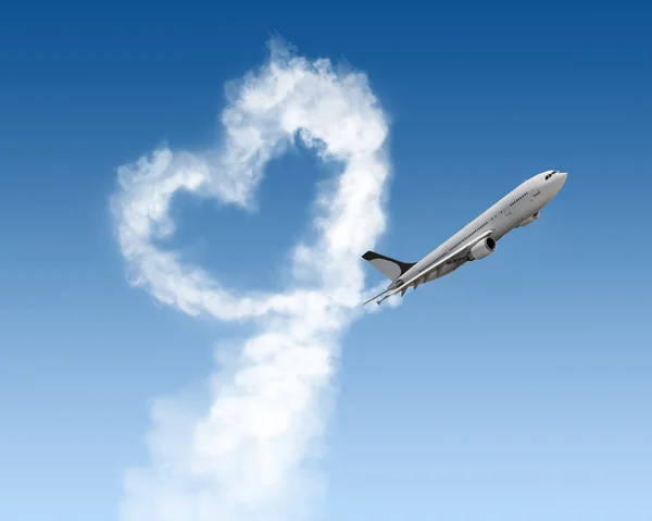 Доріжка форми серця з літака — стокове фото