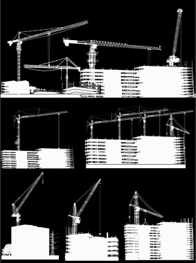 evler binalar ve Vinçler