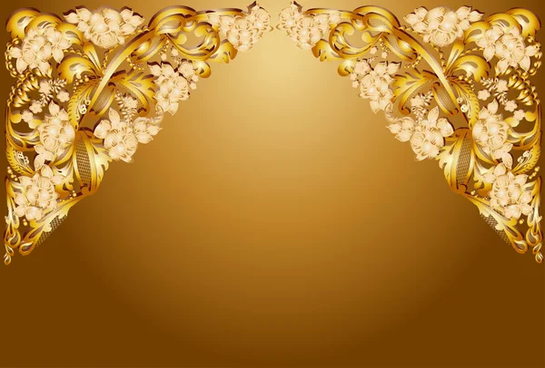 Gouden bloemen ornament — Stockvector
