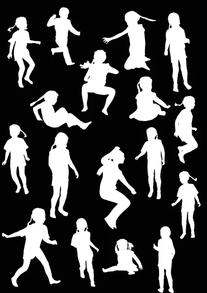 Children silhouettes collection — Stock Vector