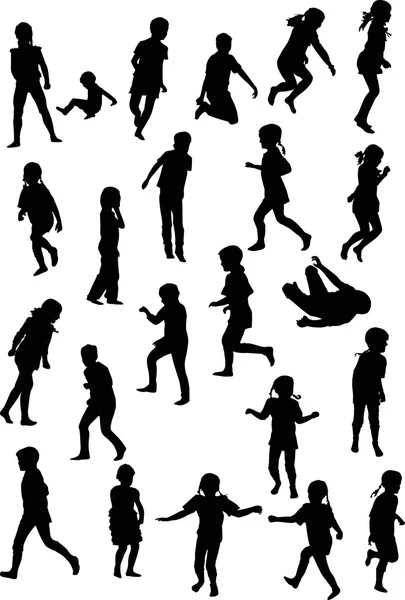 Children silhouettes collection — Stock Vector