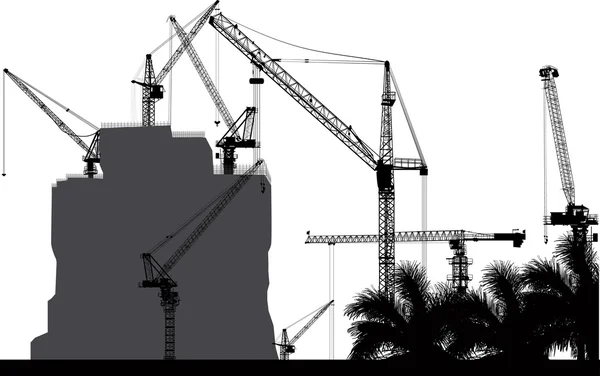 Construction de maisons et grues — Image vectorielle