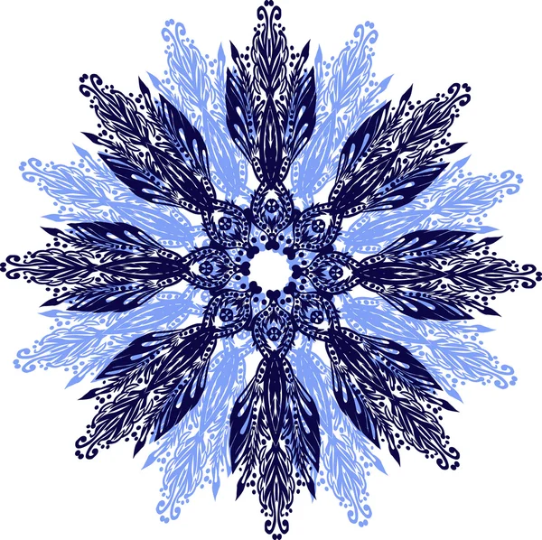 Copo de nieve decorado azul — Vector de stock