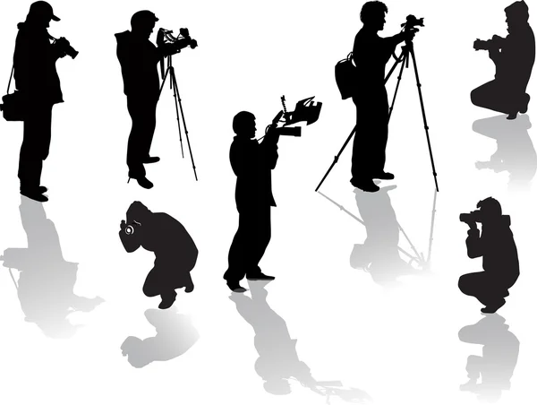 Black photographers silhouettes — Stock Vector