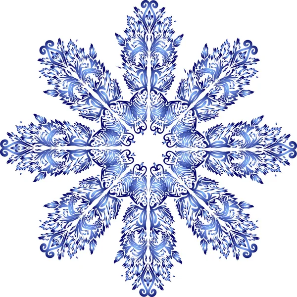 Blue decorated snowflake — Stock Vector