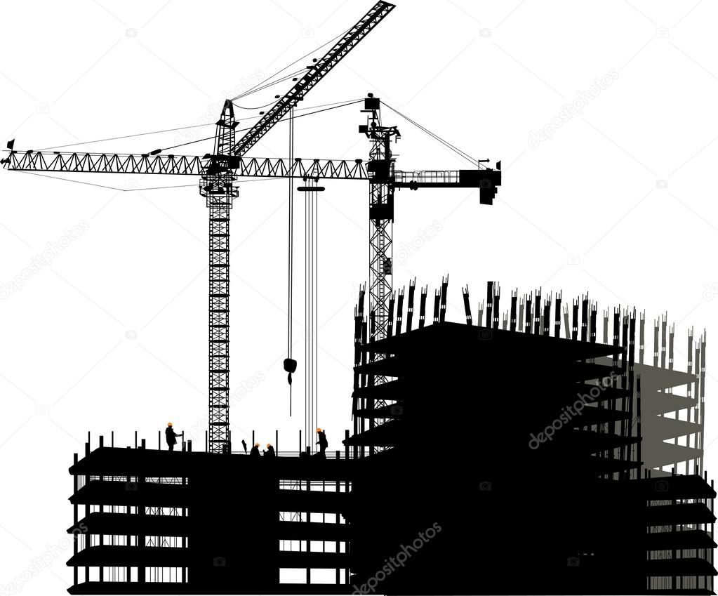 house building and cranes