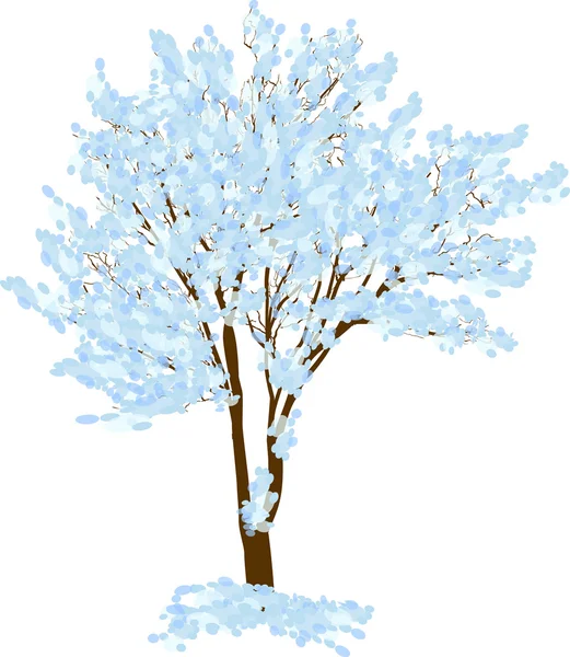 Tree in blue snow — Stock Vector