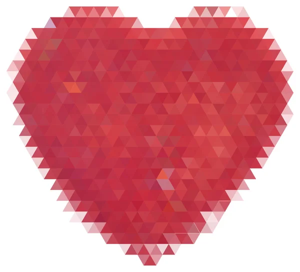 Corazón rojo desde triángulos — Vector de stock