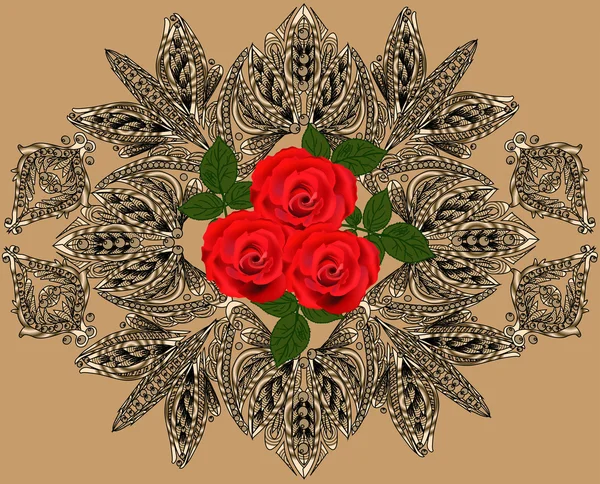 Fleurs en décoration marron — Image vectorielle