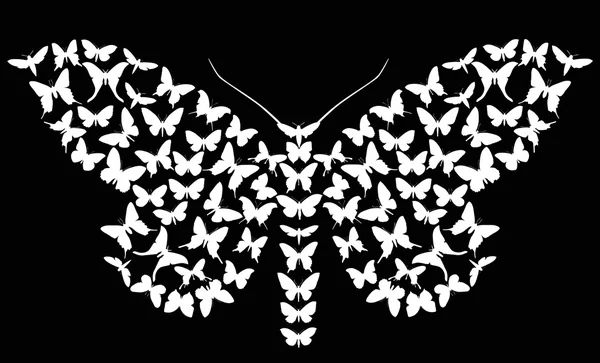 White butterflies silhouettes — Stock Vector