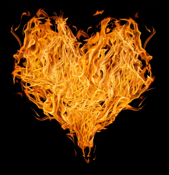 Flamme en forme de coeur orange — Photo