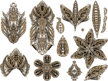 kahverengi bir şekilde dekore edilmiş öğeler