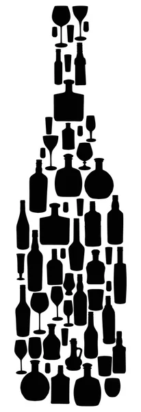 Black glasses and bottles — Stock Vector