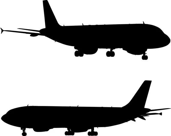 Svart flygplan silhuetter — Stock vektor