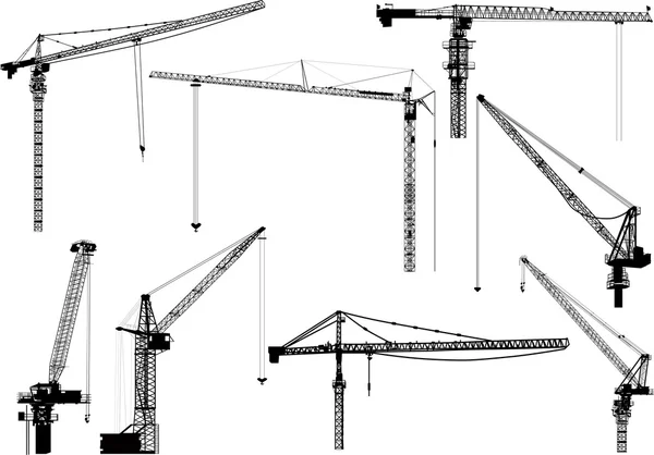 Black building cranes — Stock Vector