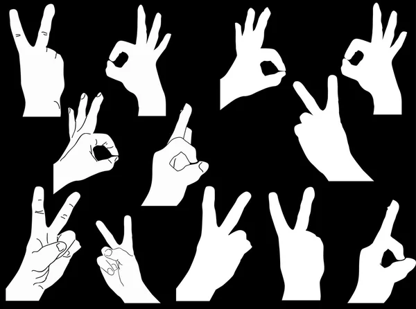 Set of hands silhouettes — Stock Vector