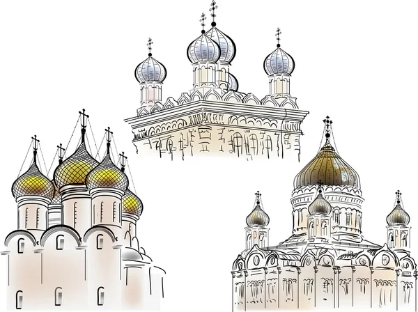 Russisch-orthodoxe kerken schetsen — Stockvector