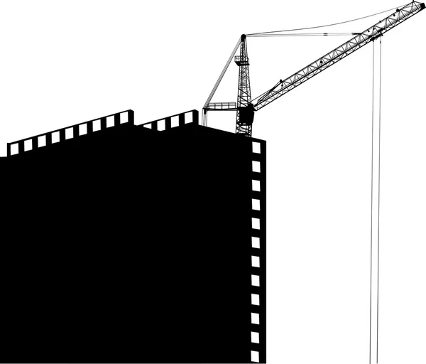 Costruzione di case e gru — Vettoriale Stock