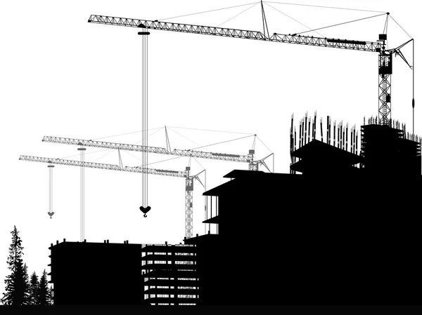 Grúas torre y construcción — Archivo Imágenes Vectoriales