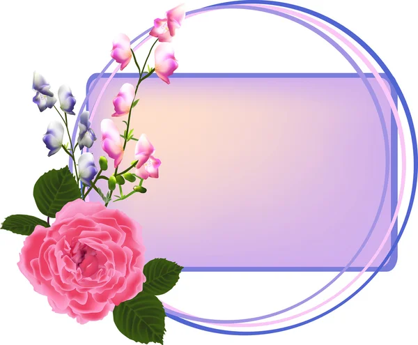 Mawar merah muda dan bunga kecil - Stok Vektor